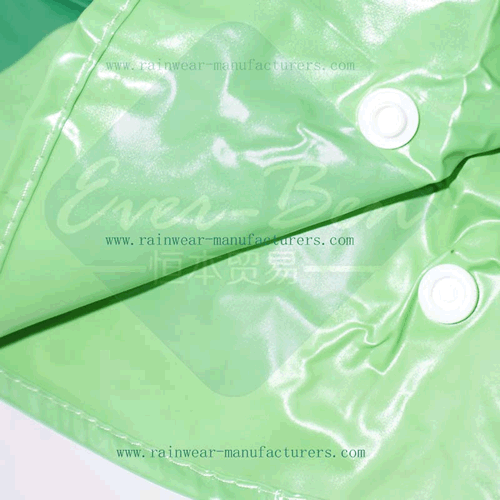 Green PVC kids rain gear button